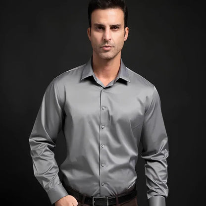 [PAGA 1, LLEVE 3] Camisas Sociales Manga Larga Bold De Seda Color Hielos + Obsequios: 3 PANTALONES, RELOJ Y ANTEOJOS